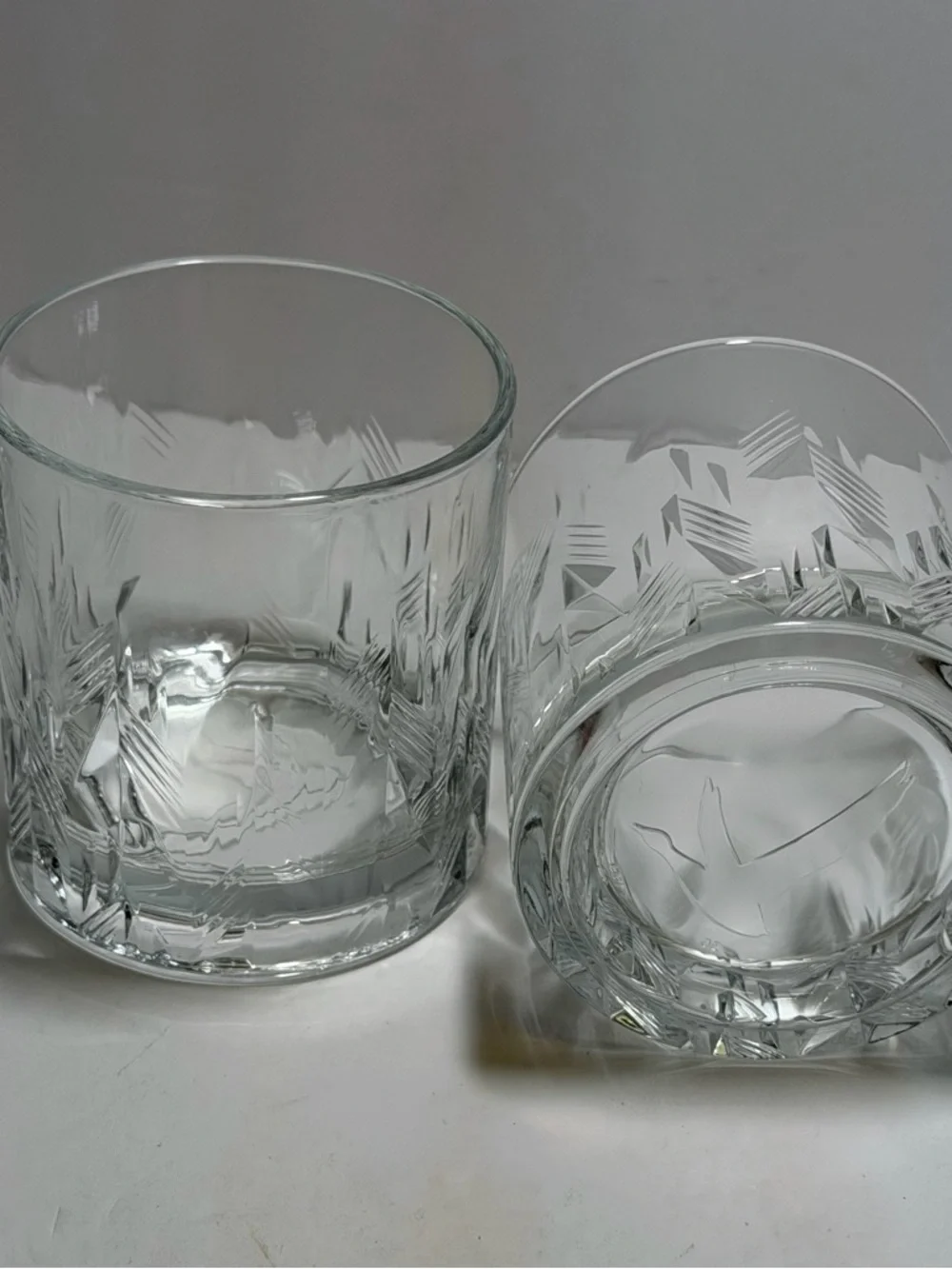 Grey GooseVodka Set of 2 Lowball Rock Glasses Etched Barware Clear 10oz Cocktail
